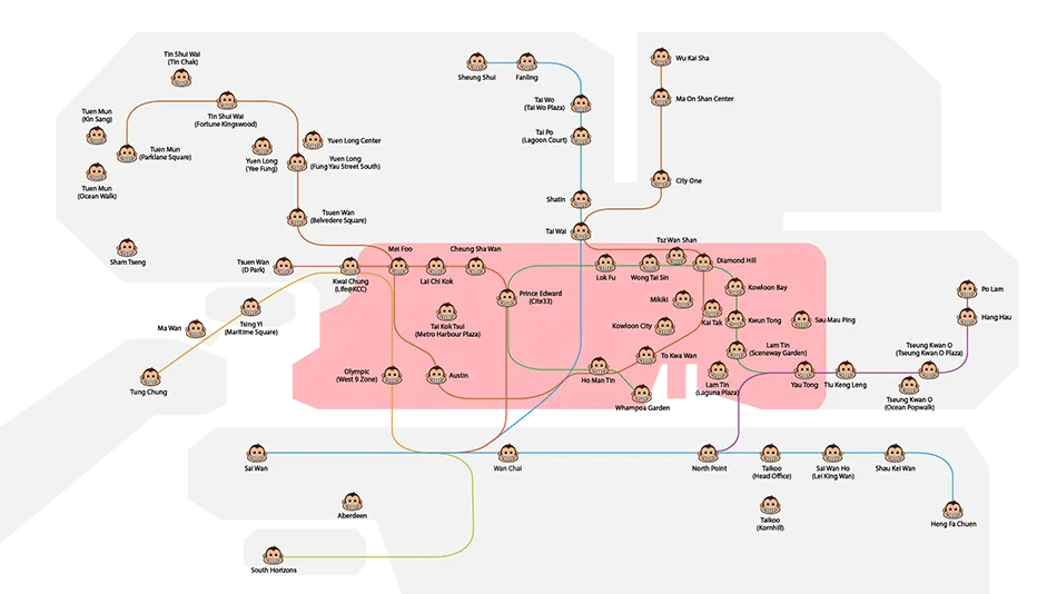 Monkey Tree Kowloon locations map